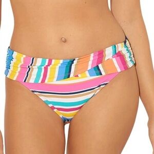 NWT BLEU ROD BEATTIE |‎ Multi Color Stripe Sarong Waist Bikini Bottom Sz. 10